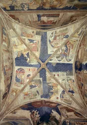 Ansicht der Decke der Kapelle des Tinel mit Szenen aus dem Leben des hl. Martial, 1344-45